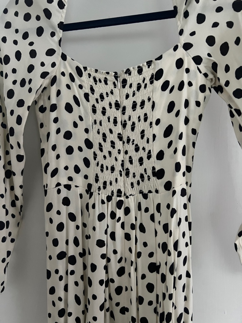 Reformation Sigmund Dress Polka Dot Square Neck Long Sleeve Midi Dress - Picture 4 of 4